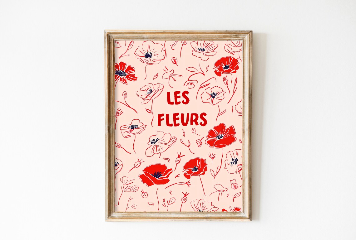 Poppies Botanical Art Print, Minimalist Floral
