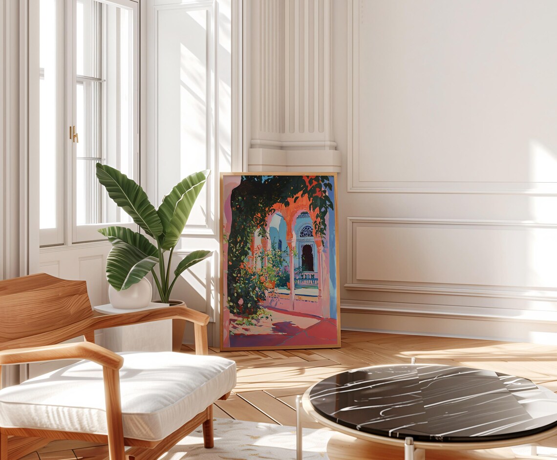 Moroccan Garden Architecture, Marrakech Art Print - Image 2