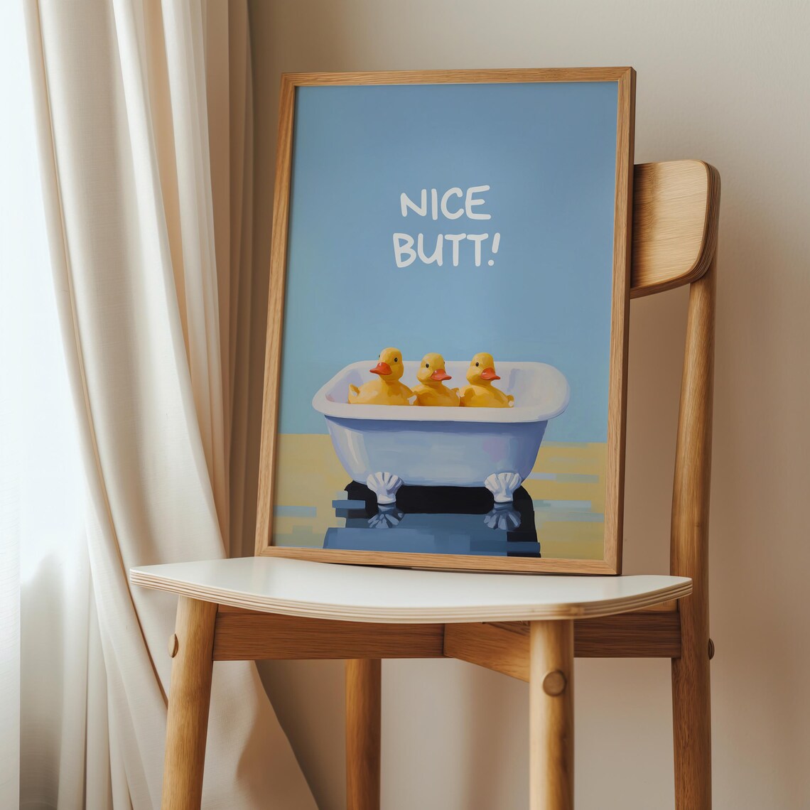 Dusty Blue Nice Butt Bathroom Poster, Funny Poster - Image 2
