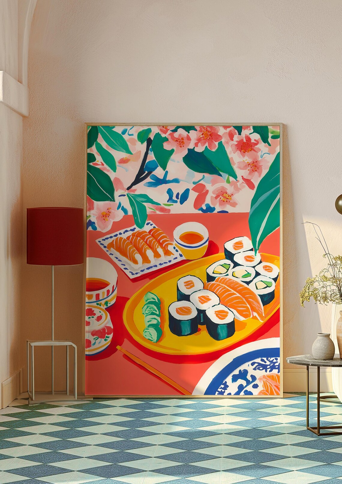 Japanese Sushi Spread Salmon Red Asian Kitchen Food Art Poster - Image 4