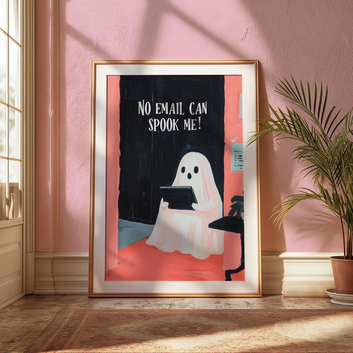 No Email Can Spook Me Cute Ghost Office Worker Halloween Art Poster - Image 2