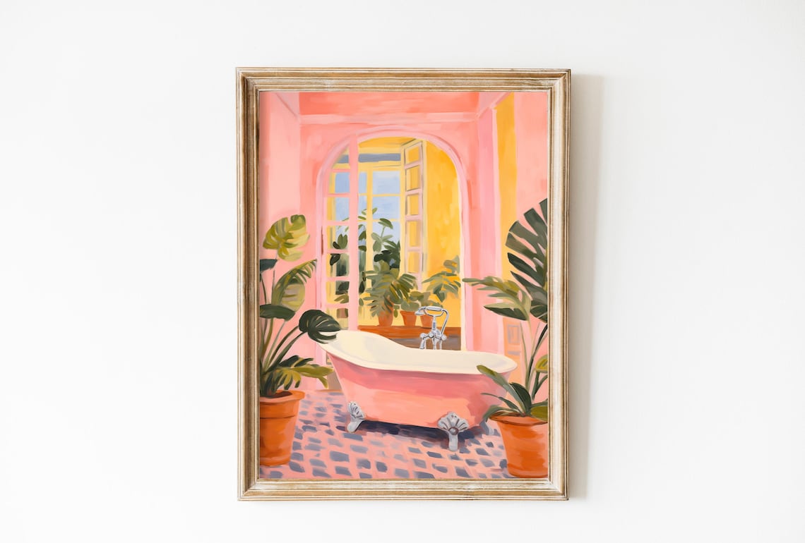 Henri Matisse-Inspired Pink Bathroom Art Print
