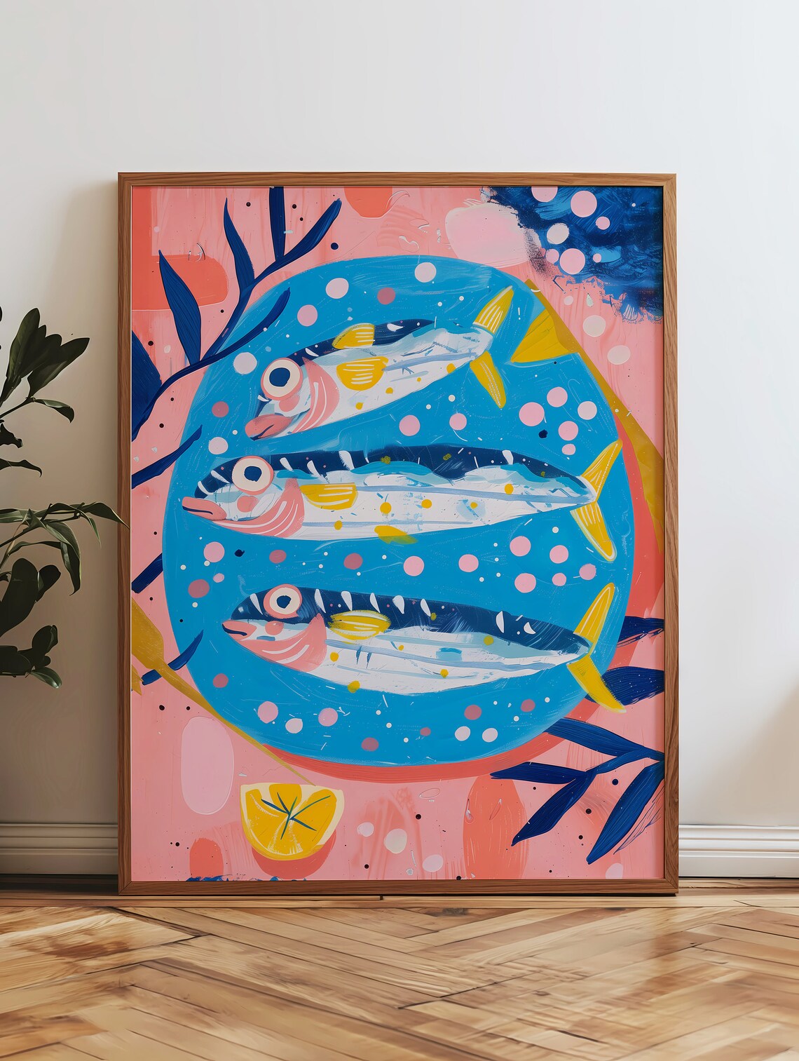 Cute Sardines Print Fish Kitchen Art Retro Italian Dining Room Decor Lemons Wall Art Mediteranean Kitchen Art Decor - Image 4