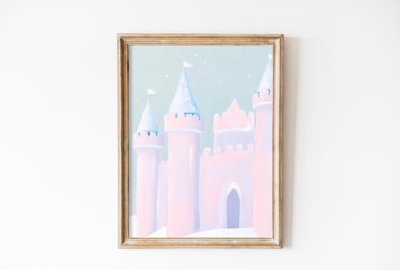 Soft Pastel Magical Princess Print Fairytale Castle Nursery Wall Decor Playroom Decor Kids Room Girl Artful Decor