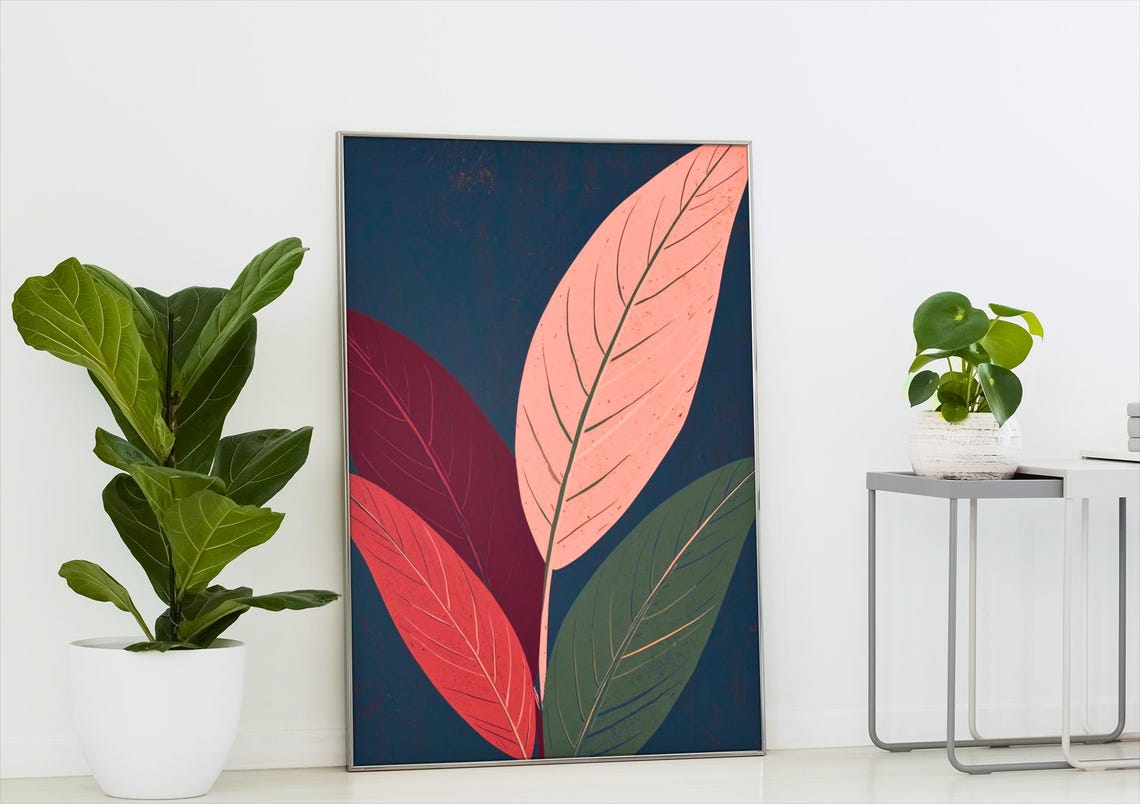 Abstract Leaves Art Print Modern Botanical Decor