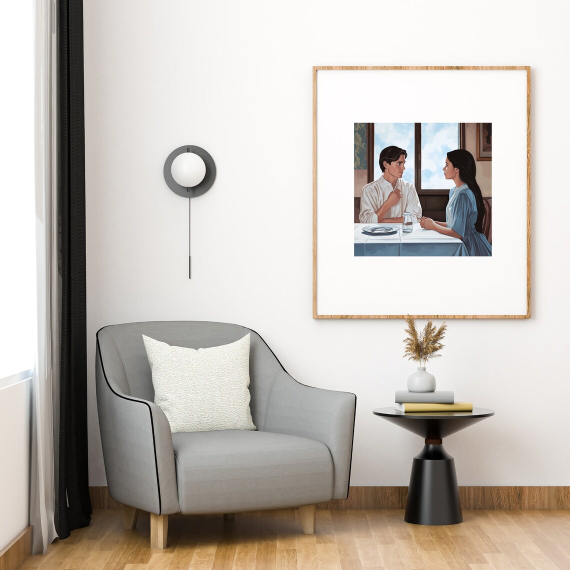 Love Couple At Table Poster, Romantic Home Decor - Image 2