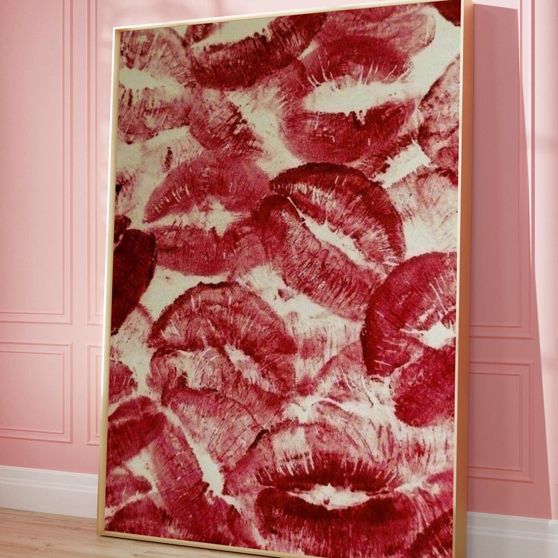 Retro Kiss Lips Poster, Vintage Love Art Print