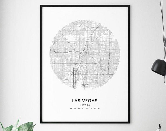 Las Vegas Map Print Nevada Usa Art Poster City Street Road Modern Minimalist Office Decor Wall