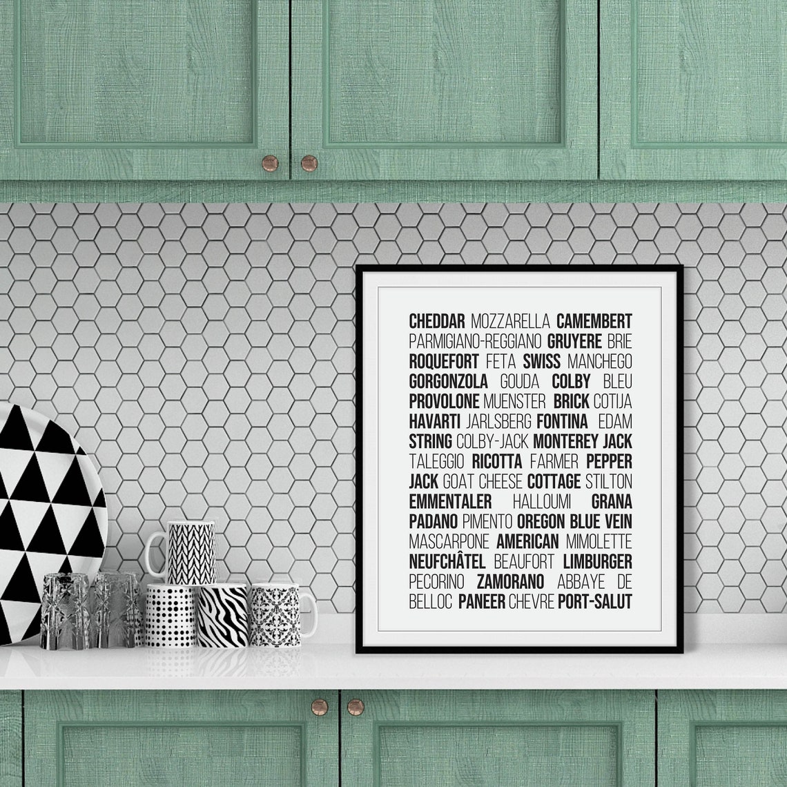 Cheese Lovers Typographic List Kitchen Wall Decor Minimalist Poster - Image 2