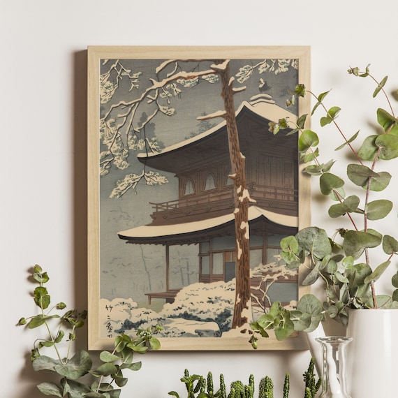 Snow At Ginkakuji Temple, Asano Takeji Ukiyoe Art Print