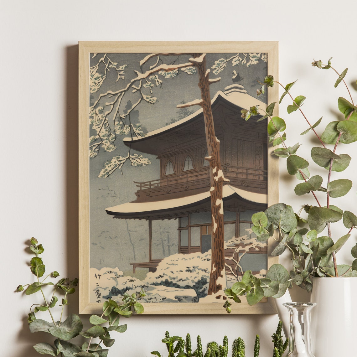 Snow At Ginkakuji Temple, Asano Takeji Ukiyoe Art Print