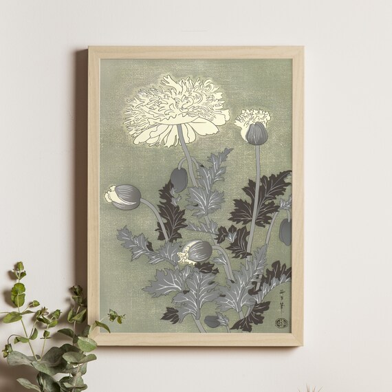 Poppies Asada Benji Ukiyoe Art Print, Vintage