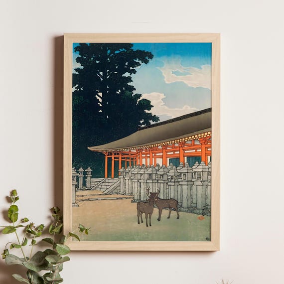 Deer At The Kasuga Shrine In Nara Kawase Hasui 19th20th Century Japanese Woodblock Print Nature Art Landscape Wall Decor