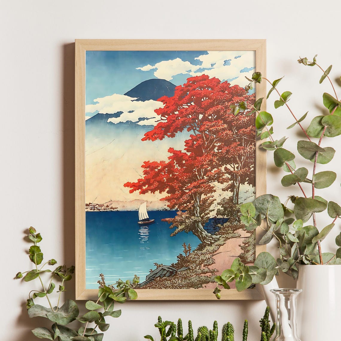 Kawase Hasui Chuzenji Lake Autumn Maple Mount Fuji Woodblock Poster