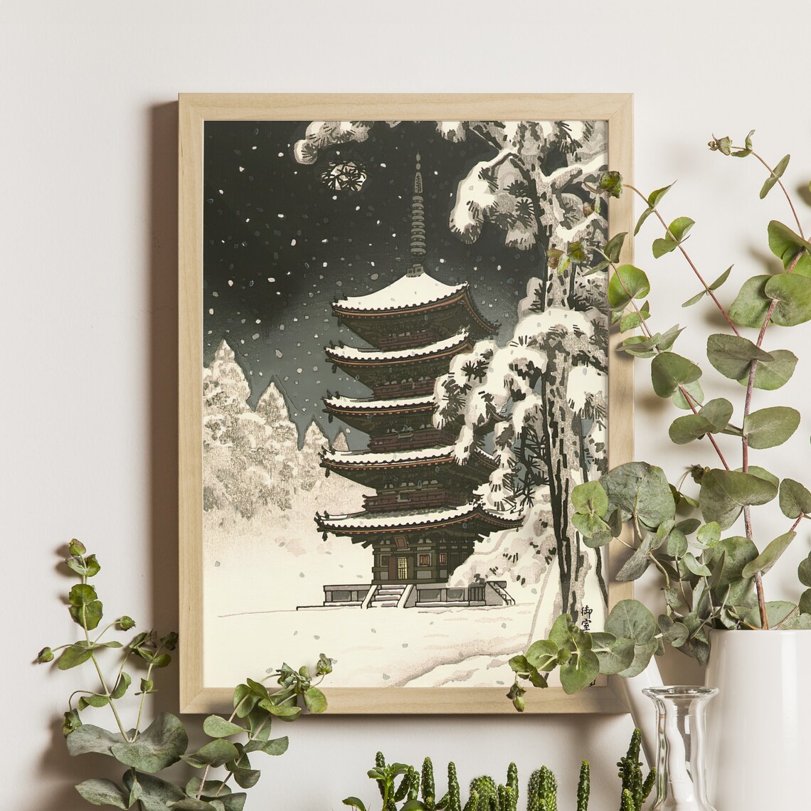 Pagoda Of Ninnaji Temple In Snow, Ukiyo-E Art Print