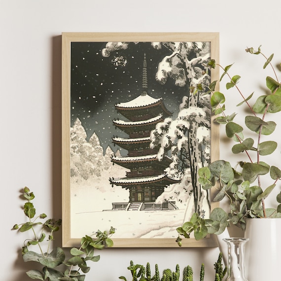 Pagoda Of Ninnaji Temple In Snow, Ukiyo-E Art Print