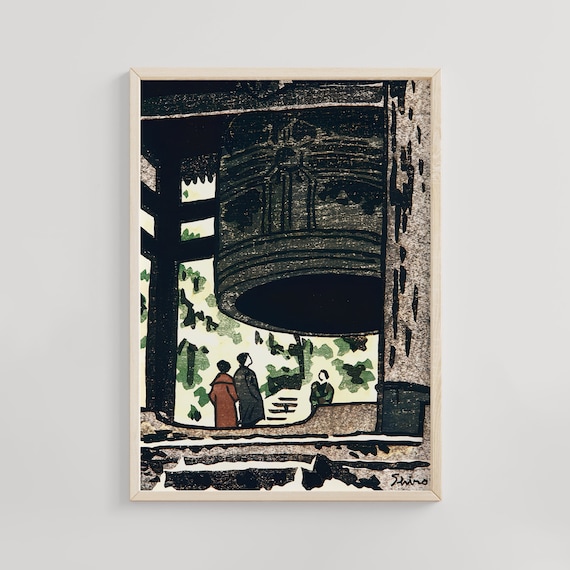 Great Temple Bell Bronze Bonsho Shiro Kasamatsu Woodblock Poster
