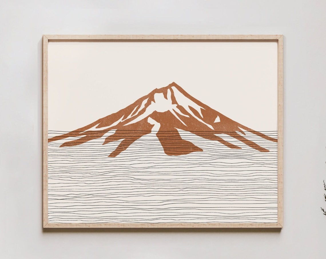 Mount McLoughlin Oregon Minimalist Volcano Silhouette Poster