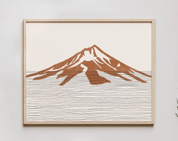 Mount McLoughlin Oregon Minimalist Volcano Silhouette Poster