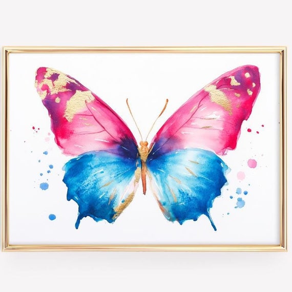 Pastel Butterfly Print Colorful Insect Art Girly Wall Decor Kids Room Butterfly Painting Animal Poster