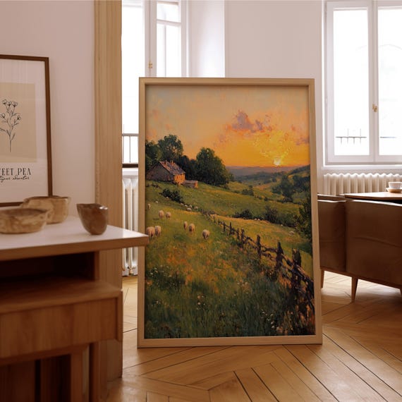Impressionist Pastoral Sunset Wall Art Vintage Oil Painting Print Framed Or Unframed Poster Timeless Home Office Dcor