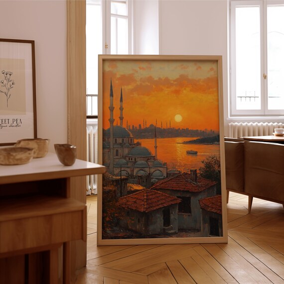 Impressionist Sunset Mosque Wall Art Vintage Oil Painting Print Framed Or Unframed Poster Timeless Home Office Dcor