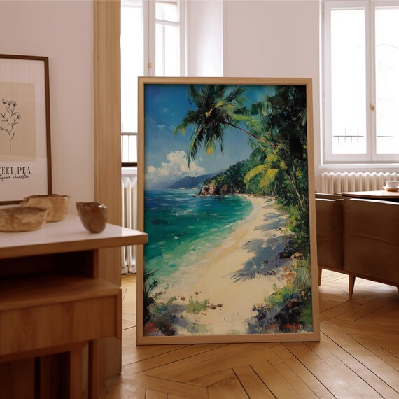 Impressionist Beach Vintage Oil Painting Art Print
