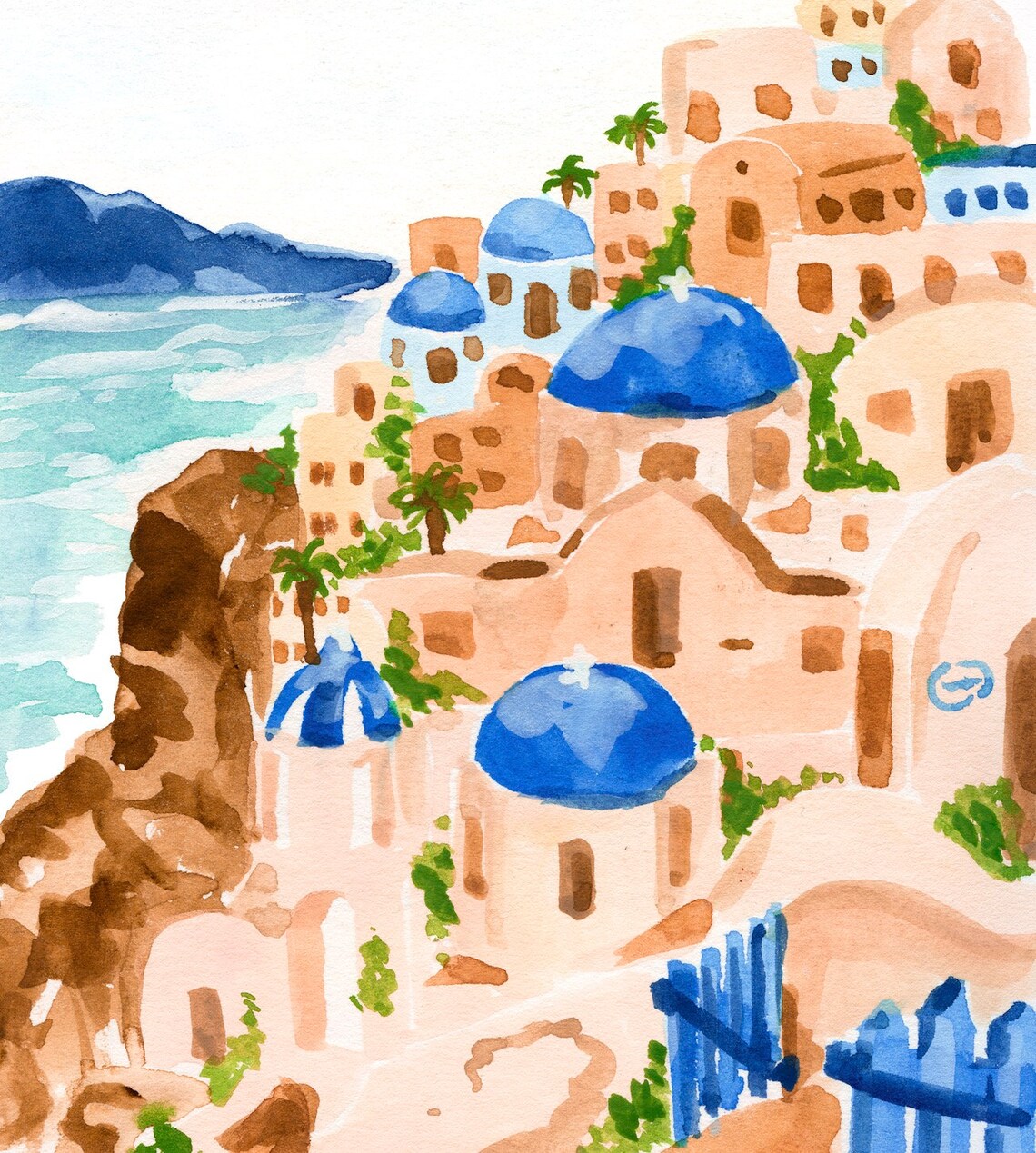 Santorini Greece Blue Domes Cliffside Village Aegean Sea Travel Poster - Image 4