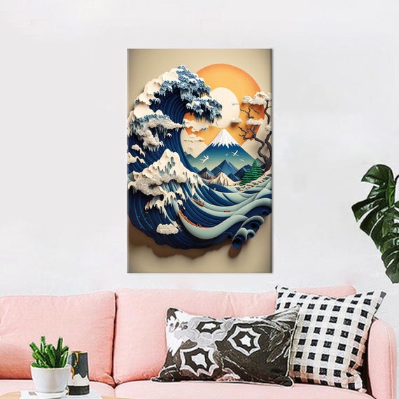 The Great Wave Canvas Poster Personalized Gifts Abstract Art Modern Large