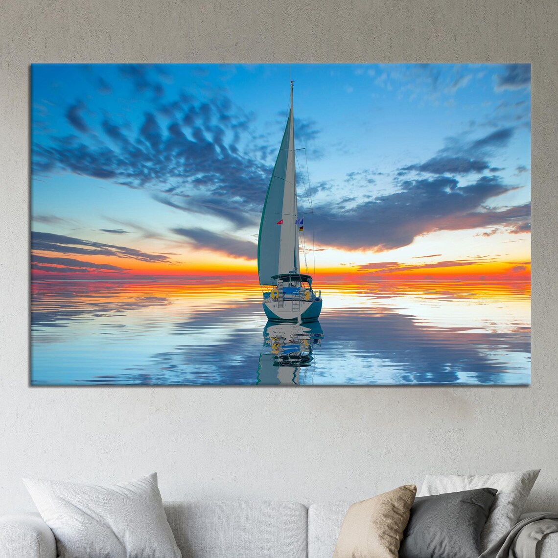 Sailing Boat Sunset Seascape, Wall Art Print