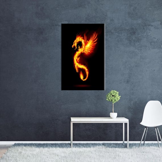 Fire Dragon Canvas Art Abstract Animal Poster Home Decor