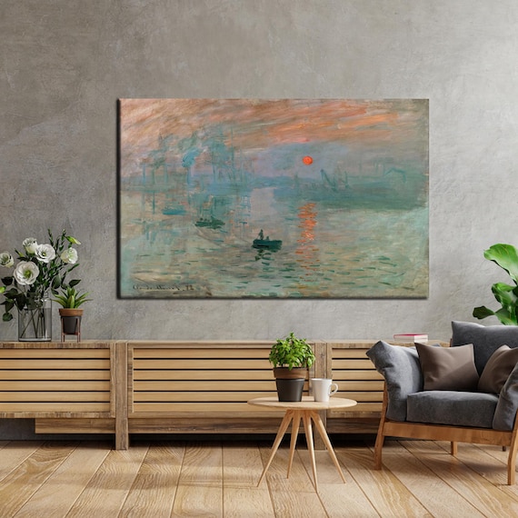 Monet Sunset Art Print, Impressionist Painting