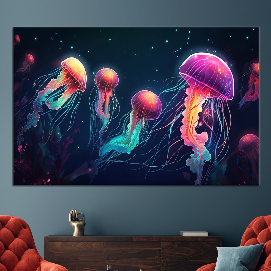 Surreal Jellyfish, Colorful Office Decor Art Print