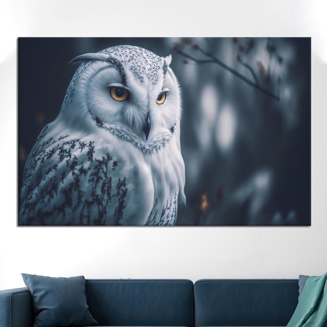 Snowy Owl Close Up Yellow Eyes Winter Wildlife Photo Art Poster