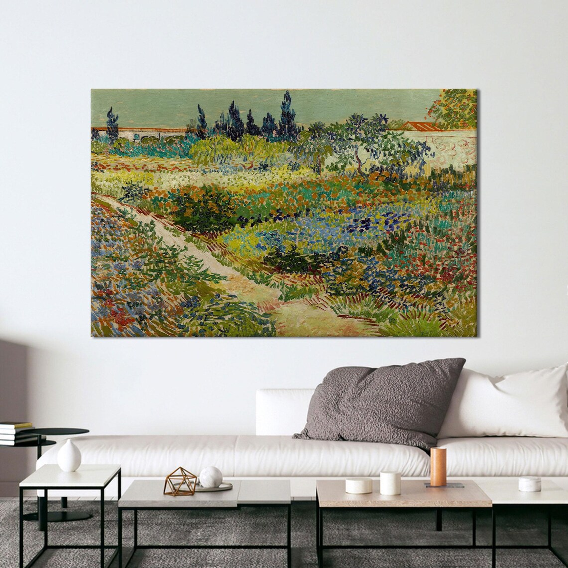 Vincent Van Gogh Style Flower Garden Path Impressionist Landscape Poster