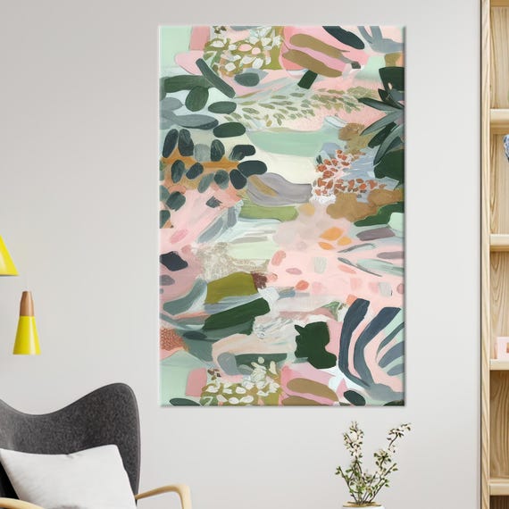 Abstract Botanical Canvas Art Print Modern Floral Wall Decor