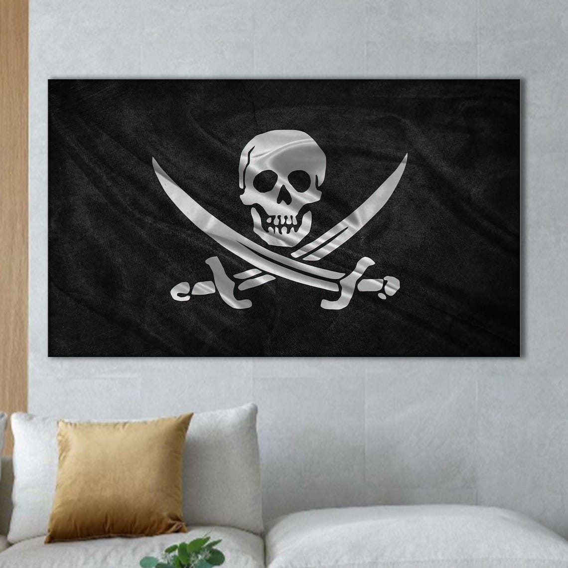 Pirates Flag Canvas Poster Art Black Pearl Modern Wall Grandma Gift Personalized For Dad