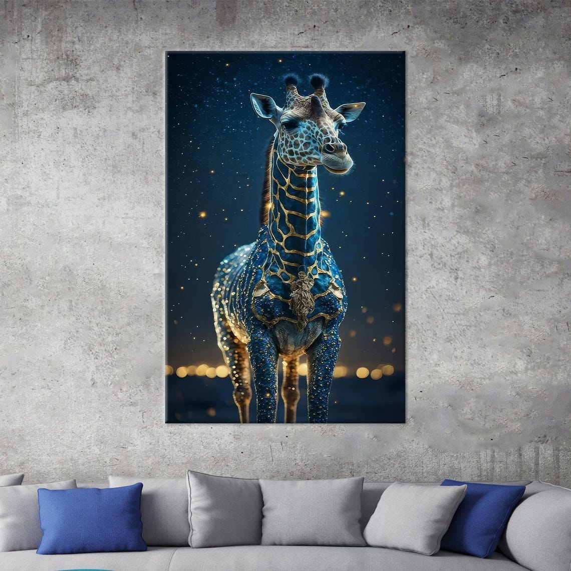Personalized Wedding Gift Night Sky Canvas Giraffe Animal Abstract Wall Hangings Room Decor Art