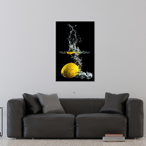 Lemon Drop Splash Water High Speed Photo Kitchen Wall Poster