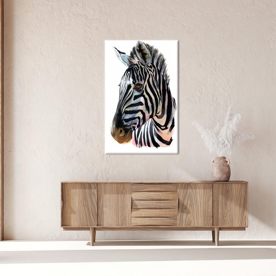 Zebra Head Watercolor Animal Portrait Safari Animal Style Poster