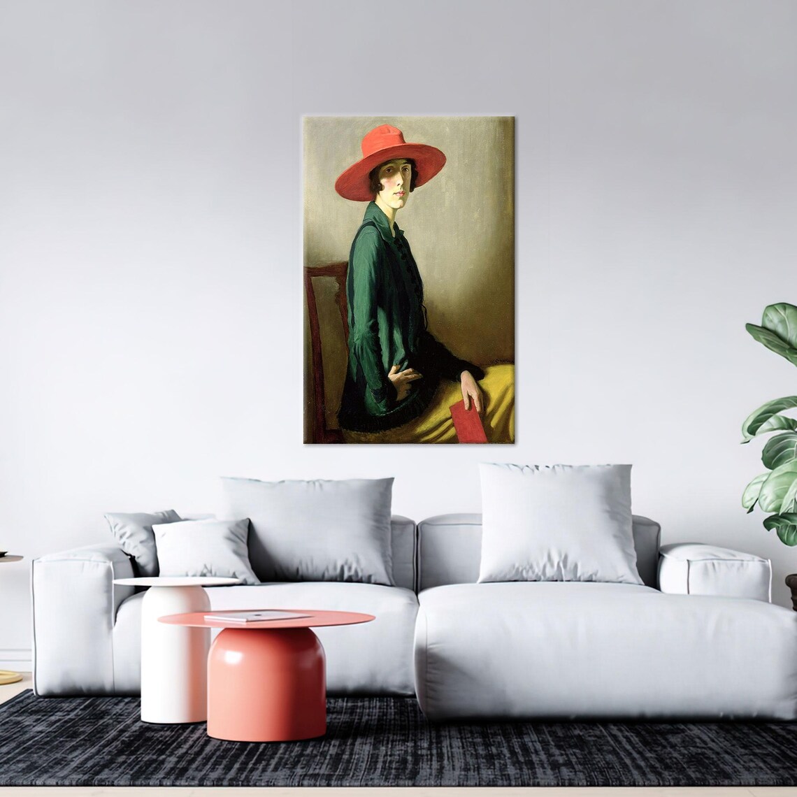 Lady With Red Hat Art Print, William Strang
