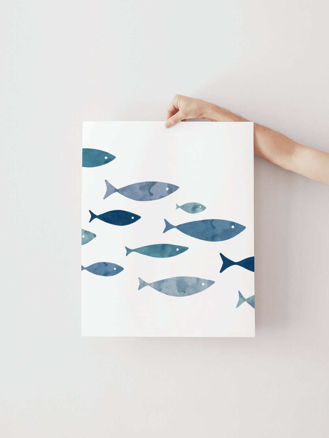 Fish Shoal Watercolor Coastal Wall Art Print - Image 2