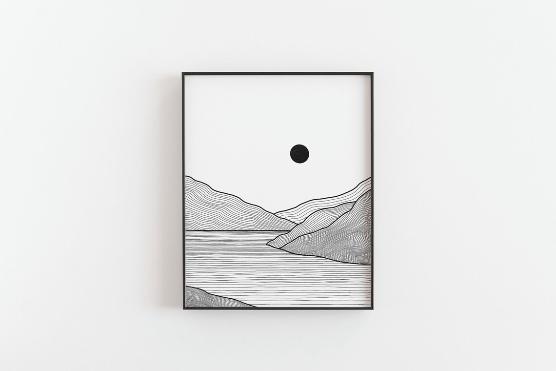 Sunset Over The Mountain Minimalist Boho Art Print - Image 3
