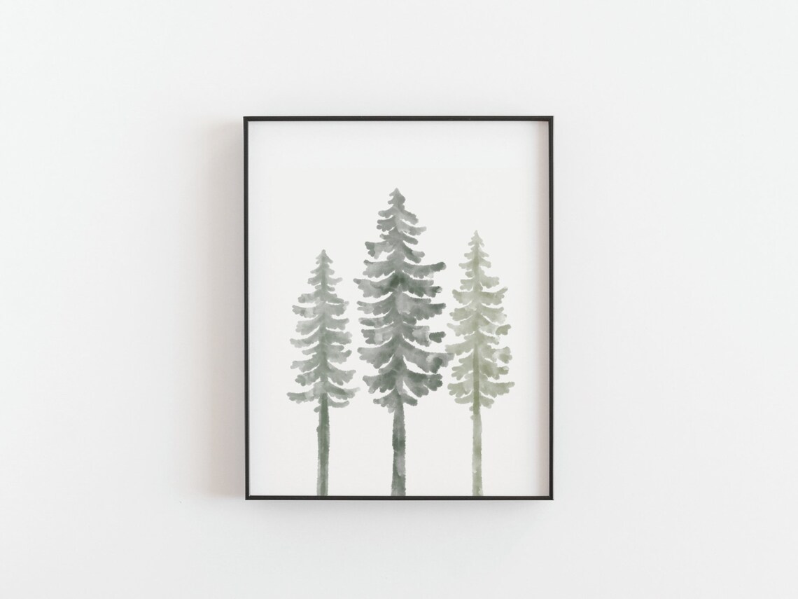 Pine Trees Minimalist Watercolor Forest Art Print - Image 3