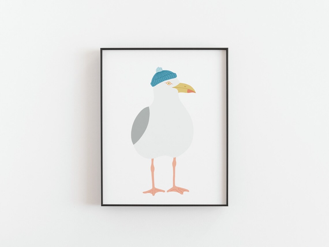 Seagull Print, Cozy Seagull Sailing Poster - Image 3