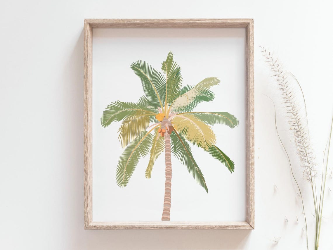 Solitary Palm Tree Tropical Beach Minimalist Coastal Wall Art