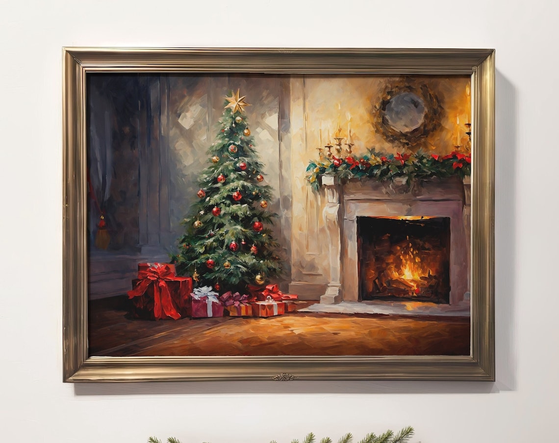 Night Before Christmas, Rustic Vintage Holiday Art Print