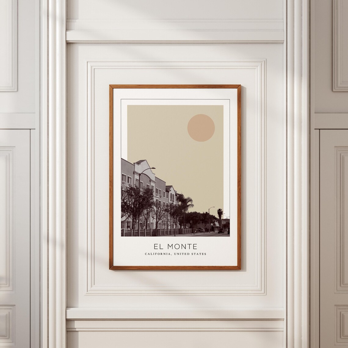 El Monte California Palm Lined Street Scene Minimalist Travel Poster - Image 2