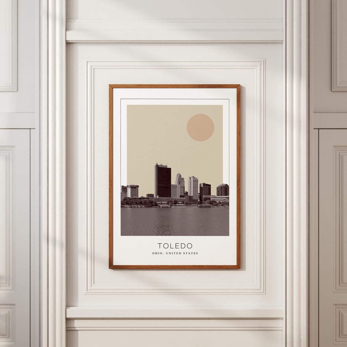 Toledo Ohio Riverfront Skyline With Tall Dark Tower Centered Poster - Image 2