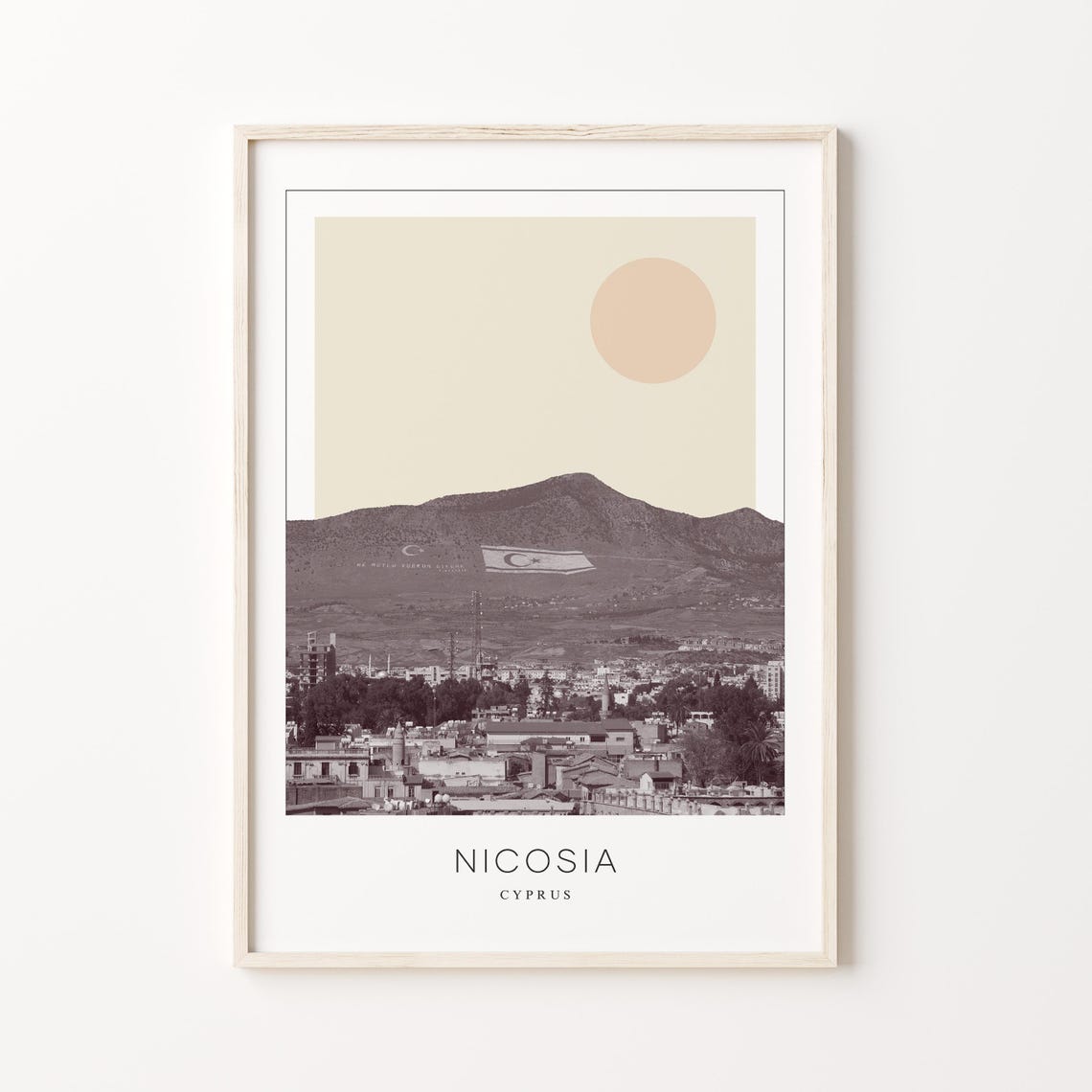 Nicosia Cyprus Mountain And Cityscape Minimalist Travel Poster